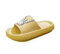Slip On Slippers Halloween Themed Women's Slippers Soft Thick Sole Water Flip Flops Unisex Skeleton Finger Design Holiday Footwear Yellow