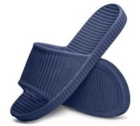 Slip On Slippers Non-slip Shower Sandals House Mule Soft Foams Sole Pool Shoes Bathroom Slide for Men, 6.5 UK Women / 6 UK Men, darkblue
