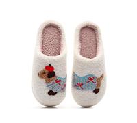 Slip on Slippers Women Cotton Soft Non-Slip House Shoes Indoor Outdoor Cute Cartoon Dog Slippers Autumn & Winter Comfortable Warm Cosy Plush Closed Toe Shoe
