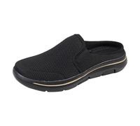 Slip-on slippers, women's front closed mules, clogs with footbed, summer, lightweight mesh, breathable, leisure shoes, comfortable, casual garden shoes, outdoor Deichmann shoes, black, 11.5 UK