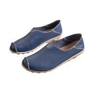 Slip On Sneaker for Women Flat Trainer Light Weight Trainers Leather Soft Shoes Cushioned Non Slip Trainers Breathable Sneaker Durable Waterproof Shoe Summer Comfortable Casual Shoes Dark Blue