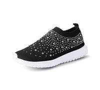 Slip on Sneakers for Women Go Walk Shoes Sock Athletic Sock Athletic Elastic Knit Lightweight Breathable Comfortable Walking Shoes Relaxed Pair that Moves with You Black
