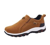 Slip On Sneakers Men | Round Head Solid Color Suede Upper Sneaker Soft Bottom Flannel Surface Casual Sports Shoes Gym Running Train Easy Wear Summer & Spring Footwear for Outdoor Khaki