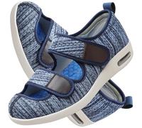 Slip On Sneakers Men's Wide Width Diabetic Shoes Air Cushion Lightweight Comfy Sandals Walking Shoes for Elderly Swollen Bandaged Feet Indoor/Outdoor (Color : LightBlue, Size : 9.5 UK)
