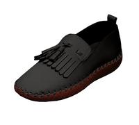 Slip On Sneakers Women Casual Shoes Slipper Flat Slippers for Women with Tassel and Soft Sole Fashion Pointed Toe Low Shank Versatile Casual Shoes Women Running Shoes, black, 5 UK
