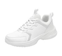 Slip On Sneakers Women Sports Shoes Sneakers Women Sneakers Fashion Pattern Simple Plain Comfortable Casual Thick Bottom Flat Bottom Lace Up Sports Shoes Gym, White, 7 UK