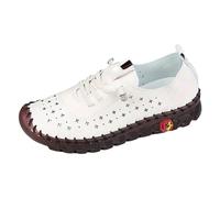 Slip On Sneakers Women's Casual Shoes Slipper Tendons Casual Shoes for Women with Soft Sole Flat Sole Hole in the Wall Sports Outdoor Shoes, White, 4.5 UK