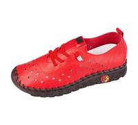 Slip On Sneakers Women's Casual Shoes Slipper Tendons Casual Shoes for Women with Soft Sole Flat Sole Hole in the Wall Sports Outdoor Shoes, red, 8.5 UK