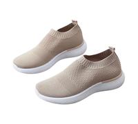 Slip On Sports Shoe,Ladies Slips On Trainers,Womens Trainer Non-Slip Orthopedic Shoes,Trainer Slips On Comfy Women,Soft Sole,Flexible,Lightweight,Breathable,Casual,for Gym Wear Khaki