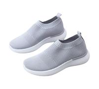Slip On Sports Shoe,Ladies Slips On Trainers,Womens Trainer Non-Slip Orthopedic Shoes,Trainer Slips On Comfy Women,Soft Sole,Flexible,Lightweight,Breathable,Casual,for Gym Wear Gray