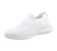 Slip-on sports shoes, women's lightweight running shoes, women's trainers, slip on shoes, mesh breathable shoes, casual walking shoes, spring and winter, White, 5 UK