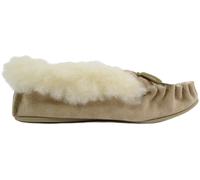 Slip On Suede Moccasins with Wool Cuff and Rubber Sole. Made in UK SNUGRUGS Beige 8