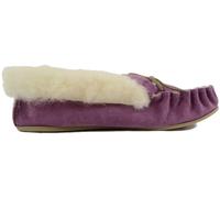Slip On Suede Moccasins with Wool Cuff and Rubber Sole. Made in UK SNUGRUGS Purple 4