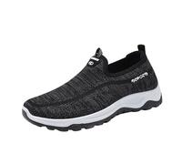 Slip on Trainers for Men Walking Shoes Breathable Mesh Athletic Shoe Arch Support Orthopedic Shoes Anti Slip Outdoor Sneakers Lightweight Running Trainers Comfortable Summer Sneakers Black