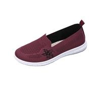 Slip On Trainers for Women Comfortable Breathable Mesh Ballet Flats Lightweight Casual Ladies Sneakers Knitted Walking Shoes Easy Close Wide Fit Orthopedic Shoes Lightweight Slip-On Loafers Hot Pink