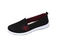 Slip On Trainers for Women Comfortable Breathable Mesh Ballet Flats Lightweight Casual Ladies Sneakers Knitted Walking Shoes Easy Close Wide Fit Orthopedic Shoes Lightweight Slip-On Loafers Black