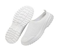 Slip On Trainers for Women Low-Top Trainers Clogs Breathable Mesh Walking Shoes Non-Slip Garden Shoes Beach Summer Backless Mules Sports Shoe Lightweight Casual Slippers Quick Drying Shoe White