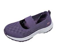 Slip on Trainers for Women UK Elastic Band Pumps Summer Mesh Cutout Running Shoes Arch Support Orthopedic Sneakers Wide Fitting Flat Shoes Lightweight Non-Slip Trainers Casual Soft Sole Sneakers