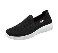 Slip-on trainers, hands-free trainers, men's comfortable mesh casual shoes, lightweight, breathable laces without tying, sports shoes, black, 7 UK