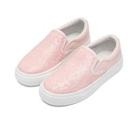 Slip On Trainers Kids Canvas Glitter Casual Loafers Lightweight Sneakers