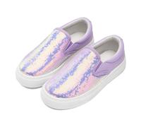 Slip On Trainers Kids Canvas Glitter Casual Loafers Lightweight Sneakers