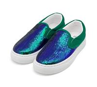 Slip On Trainers Kids Canvas Glitter Casual Loafers Lightweight Sneakers