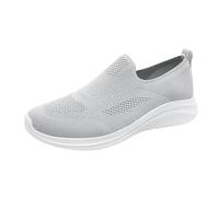 Slip On Trainers Men Mesh Lining Breathable Walking Shoes Arch Fit Easy Close Wide Fit Trainers Soft Air Cushion Hiking Shoes Arch Support Plantar Fasciitis Shoe for Swollen Feet Grey