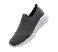 Slip On Trainers Men Mesh Lining Breathable Walking Shoes Arch Fit Easy Close Wide Fit Trainers Soft Air Cushion Hiking Shoes Arch Support Plantar Fasciitis Shoe for Swollen Feet Dark Gray