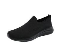 Slip On Trainers Men Mesh Lining Breathable Walking Shoes Arch Fit Easy Close Wide Fit Trainers Soft Air Cushion Hiking Shoes Arch Support Plantar Fasciitis Shoe for Swollen Feet Black