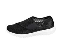 Slip On Trainers Men Mesh Lining Breathable Walking Shoes Non-Slip Easy Close Hiking Shoes Air Cushion Comfortable Black Trainers Arch Support Wide Fit Trainer for Swollen Feet Plantar Fasciitis