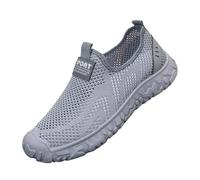 Slip On Trainers Mens Breathable Hollow Out Mesh Walking Shoes with Arch Support Chunky Non Slip Athletic Spoprts Shoes Lightweight Comfort Orthopedic Sneakers Casual Slip-On Flat Wedge Shoe Grey