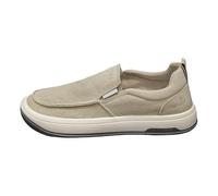 Slip On Trainers Men's Slip-On Shoes Leisure Fabric Shoes Comfortable Walking Shoes Flat Sole Trainers Lightweight Breathable Sports Shoes Without Laces Casual Shoes, beige, 7 UK