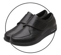 Slip On Trainers Waterproof PU Leather Diabetic Shoes for Women Orthopedic Shoes for Women Slippers Women Adjustable Edema Shoes for Swollen Feet Men (Color : Black, Size : 7.5 UK)