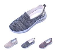 Slip on Trainers with Memory Foam Women's Orthopedic Air Cushion Shoes Breathable Mesh Walking Sneakers Lightweight Comfortable Running Sneakers Workout Gym Jogging Shoes Size 5 Blue