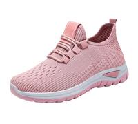 Slip On Trainers Women Orthopedic Walking Shoes Breathable Mesh Sneakers Lightweight Running Training Shoes Thick Bottom Cushion Wedge Trainers Non Slip Nurses Shoe with Arch Support Casual Work Pink