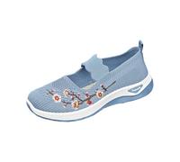 Slip On Trainers Women Wide Fit Breathable Mesh Walking Running Shoes Comfortable Arch Support Soft Sole Athletic Tennis Sneakers Non Slip Low Top Orthopedic Shoes for Women UK (Light Blue, 7)