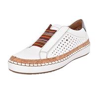 Slip on Trainers Women Wide Fit Non Slip Espadrilles Sole Walking Shoes Breathable Cutout Tennis Shoes Retro Bohemianal Suede Walking Shoes Items Under 2 pounds White