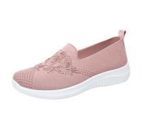 Slip On Trainers Women Wide Fit Wedge Athletic Sneakers Casual Fashion Non Slip Walking Shoes Lightweight Low Top Soft Sole Slip On Orthopedic Trainers Breathable Mesh Tennis Sneakers Pink
