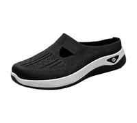 Slip on Trainers Women Womens Slip On Trainers Casual Non-Slip Low Top Solid Color Sneakers Soft Sole Running Shoes Breathable Mesh Orthopedic Shoe Summer Walking Shoes Women Black 4