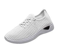 Slip-On Trainers Womens Arch Support Soft Chunky Sole Orthopedic Trainers Lightweight Breathable Mesh Sports Running Sneakers Non Slip Comfortable Walking Shoes Workout Casual Gym Driving White