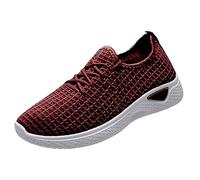 Slip-On Trainers Womens Arch Support Soft Chunky Sole Orthopedic Trainers Lightweight Breathable Mesh Sports Running Sneakers Non Slip Comfortable Walking Shoes Workout Casual Gym Driving Red