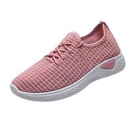 Slip-On Trainers Womens Arch Support Soft Chunky Sole Orthopedic Trainers Lightweight Breathable Mesh Sports Running Sneakers Non Slip Comfortable Walking Shoes Workout Casual Gym Driving Pink