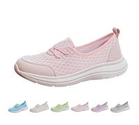 Slip On Trainers Women's Diabetic Shoes Mesh Summer Lightweight Walking Shoes Trainers Breathable Running Shoes Sports Shoes Non-Slip Rubber Soles Lightweight Casual Shoes for Walking, pink, 4 UK