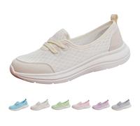 Slip On Trainers Women's Diabetic Shoes Mesh Summer Lightweight Walking Shoes Trainers Breathable Running Shoes Sports Shoes Non-Slip Rubber Soles Lightweight Casual Shoes for Walking, White, 4 UK