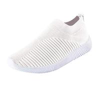 Slip On Trainers Womens Lightweight Breathable Mesh Running Trainers Memory Foam Walking Shoes with Arch Support Easy Close Wide Fit Orthopedic Shoes Comfortable Casual Sneakers Slip-On Loafers White