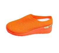 Slip On Trainers Women's Mesh Walking Running Shoes Arch Support Wedge Memory Foam Sneakers Sole Thick Platform Backless Gym Training Fitness Fashion Trainer Comfort Wedding Bride Dress Shoe Orange