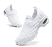 Slip On Trainers Womens Orthopedic Walking Shoes Breathable Mesh Sneakers Lightweight Running Training Shoes Thick Bottom Air Cushion Wedge Shoes