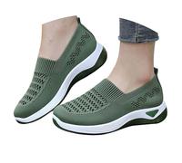 Slip on Trainers Womens Orthopedic Walking Shoes Breathable Mesh Sneakers Lightweight Running Training Sport Sneakers Outdoor Work Gym Footwears Thick Bottom Air Cushion Wedge Shoes