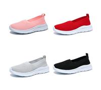 Slip On Trainers Womens Orthopedic Walking Shoes - Breathable Running Trainers Women Solid Color Wide Fit Sneakers Lightweight Comfortable Footwear Non Slip Soft Sole Sneakers No Laces Red