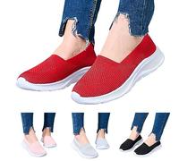 Slip On Trainers Womens Orthopedic Walking Shoes, Womens Slip On Mesh Shoes, Lightweight And Comfortable Trainers Solid Color Versatile Trainers Stretch Low-Top Sneakers With Arch Support For Women